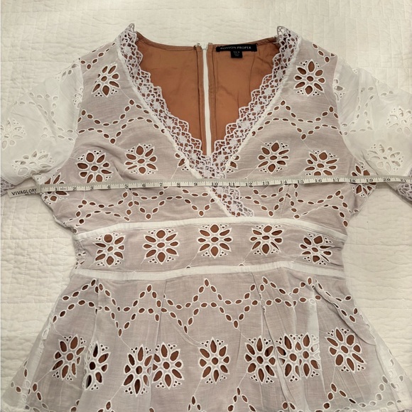 Boston Proper Exploded Eyelet Peplum Blouse - Picture 6 of 6